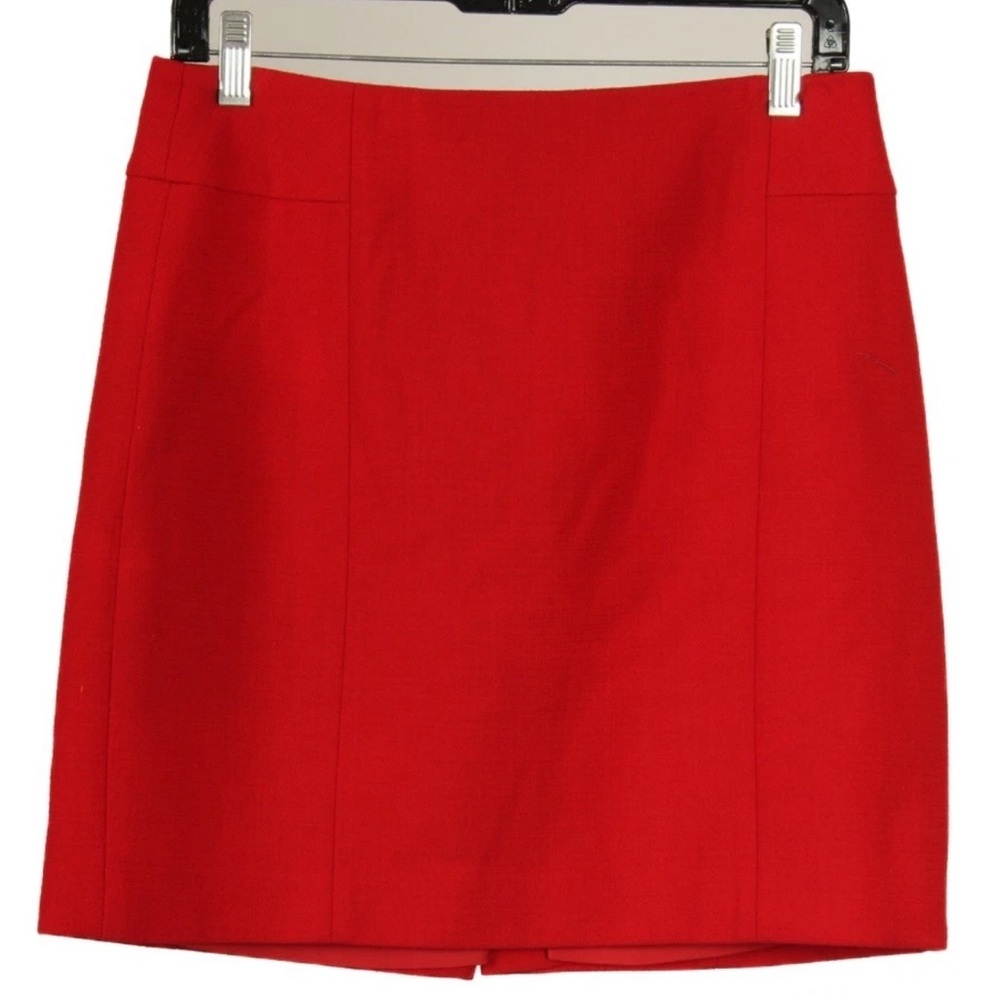 Ann Taylor Skirt Women’s 10 Red A Line Lined Wool Blend Stretch